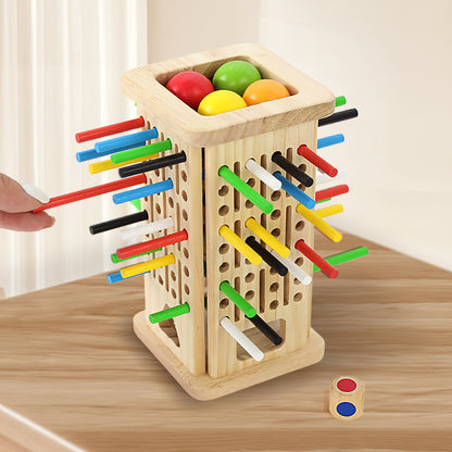 3-in-1 Wooden Stacking Tower Game – Tall Builder, Puzzle, and Pulling Stick Challenge
