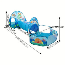 3-in-1 Ocean-Themed Ball Pit & Tunnel Castle Play Tent