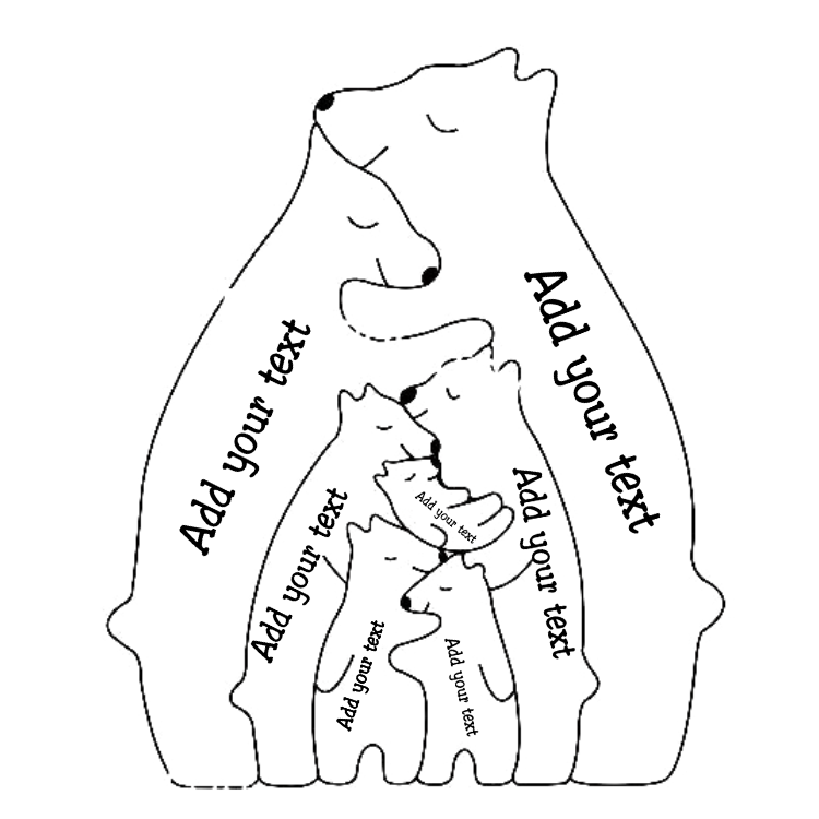Personalized Bear aPersonalized Wooden Bear Family Figurine – Custom Handmade Gift for Families & Grandparents