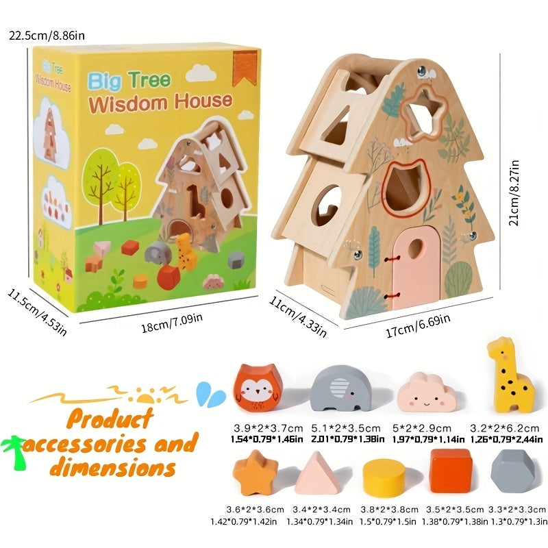 Wooden Tree House Sorter Tree House – Montessori Sorting Toy-Toyfetti