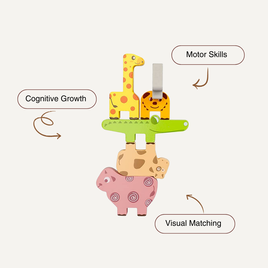 Animal Stacking™ – Wooden Animal Balance Game for Motor Skills & Recognition