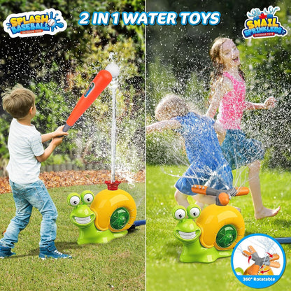 2-in-1 Snail Sprinkler & Water Baseball Toy – Water Fun Game