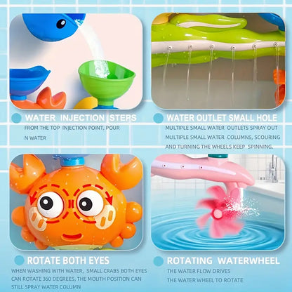 Interactive Suction Cup Bath Toy Set — Crab, Fish & Spinners for Water Play