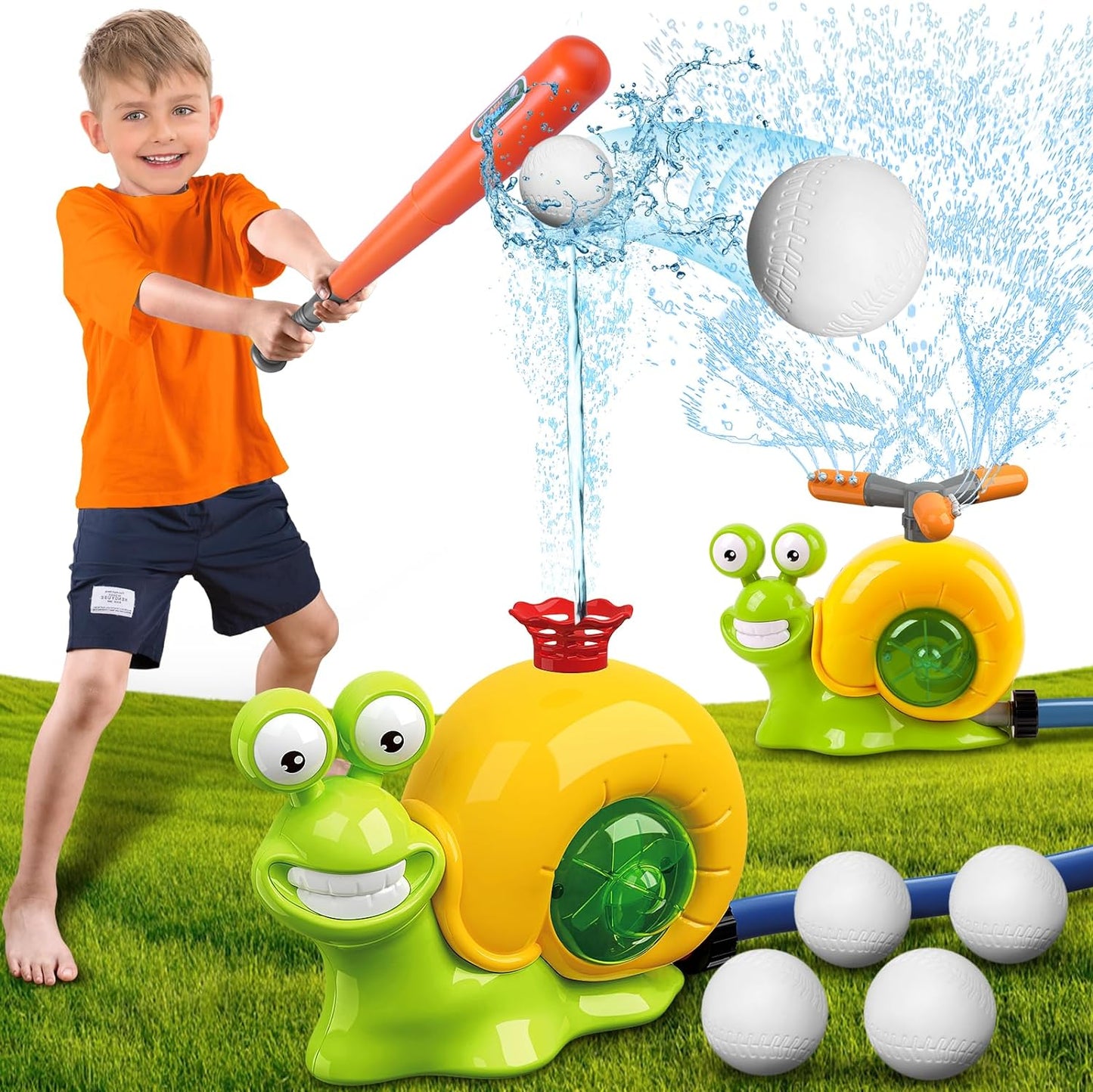 2-in-1 Snail Sprinkler & Water Baseball Toy – Water Fun Game
