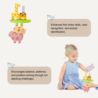 Animal Stacking™ – Wooden Animal Balance Game for Motor Skills & Recognition