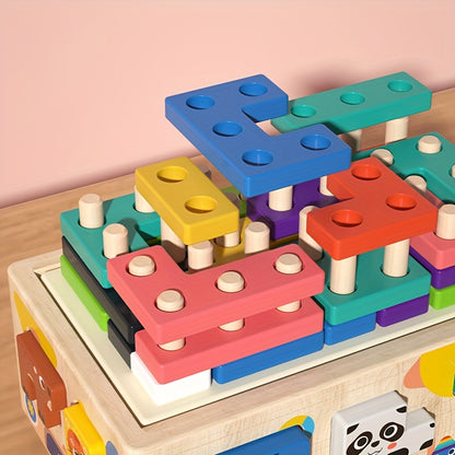 Animal Shape Sorter on Wheels – Montessori Wooden Block Puzzle-Toyfetti