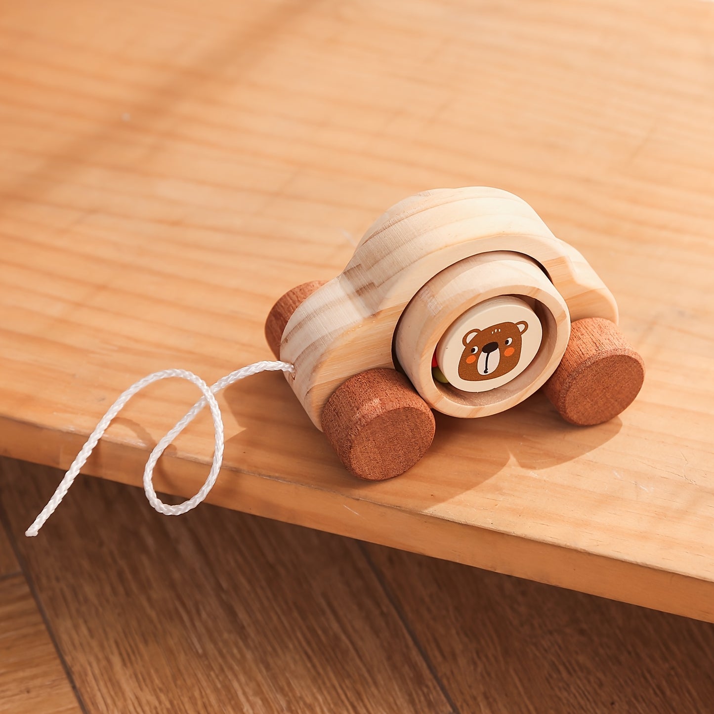 Wooden Pull-Along Bear Car – Montessori Toddler-Toyfetti