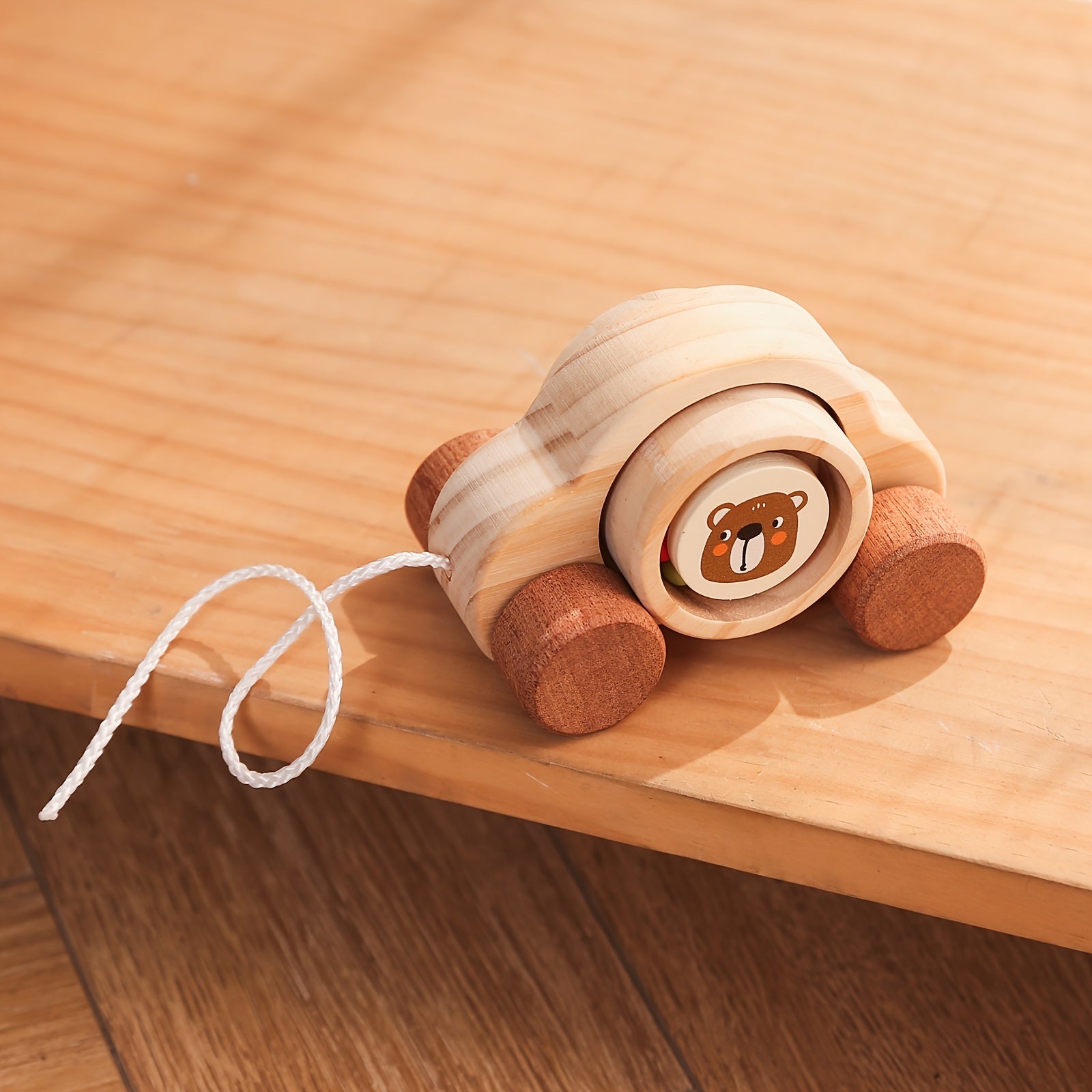 Wooden Pull-Along Bear Car – Montessori Toddler-Toyfetti