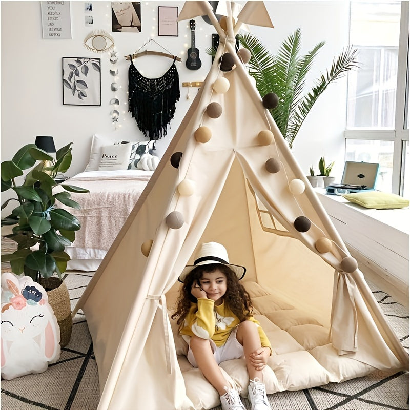 Cozy Canvas Teepee Tent – Indoor Cotton Playhouse for Kids-Toyfetti