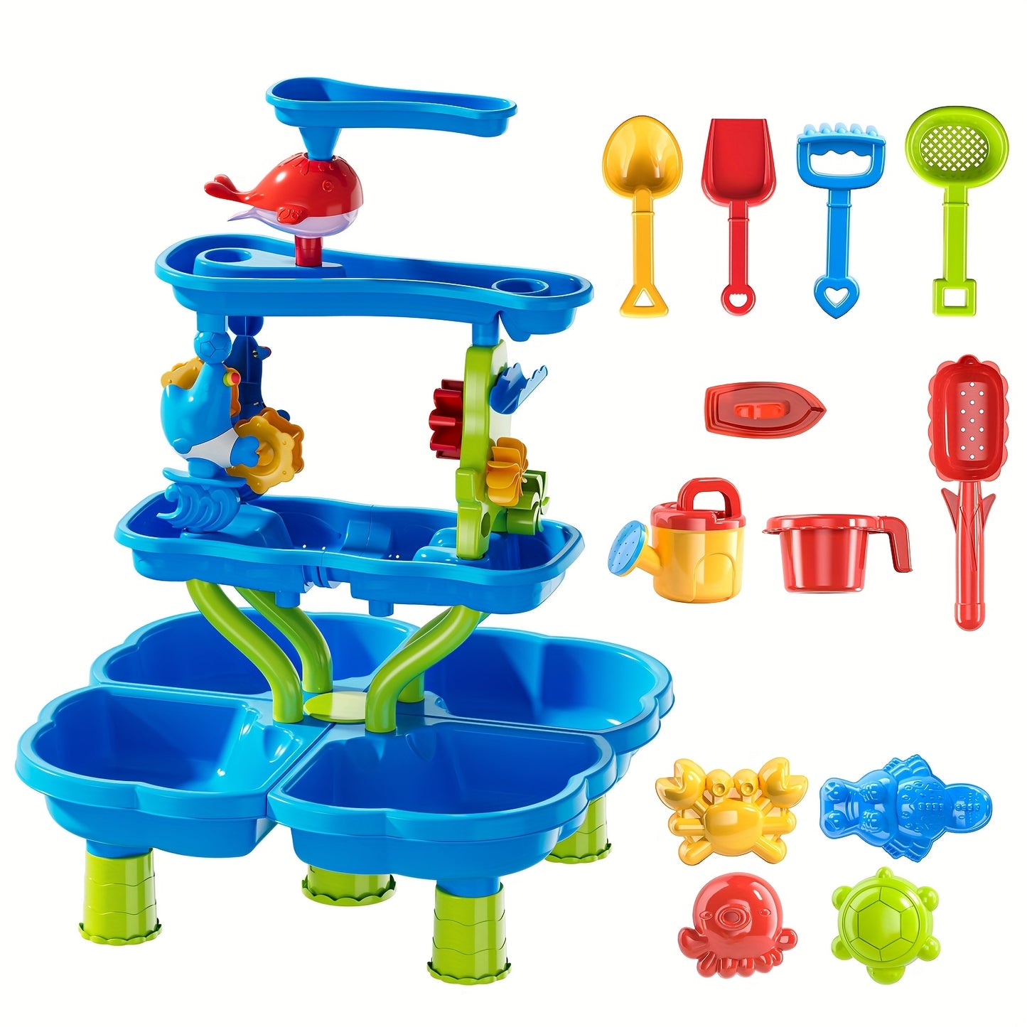 Water Table – 3-in-1 Outdoor Play Station with Pump, Basin & Sand Zone