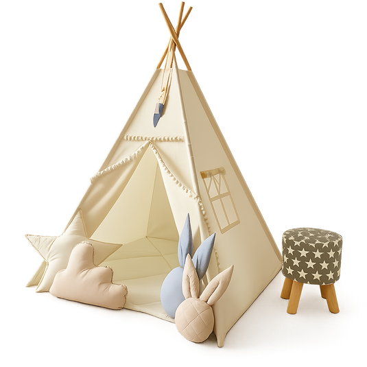 Cozy Canvas Teepee Tent – Indoor Cotton Playhouse for Kids-Toyfetti