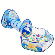 3-in-1 Ocean-Themed Ball Pit & Tunnel Castle Play Tent