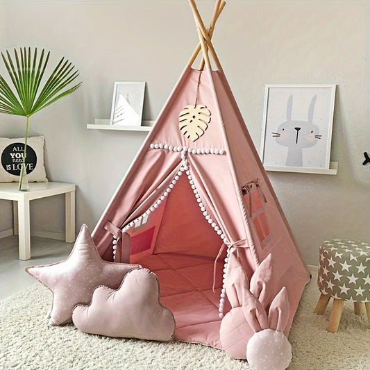 Cozy Canvas Teepee Tent – Indoor Cotton Playhouse for Kids-Toyfetti