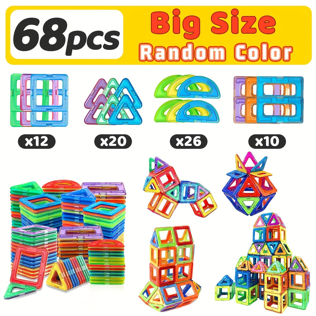 Magnetic Building Blocks – Big Size STEM Construction Set for Creative Kids