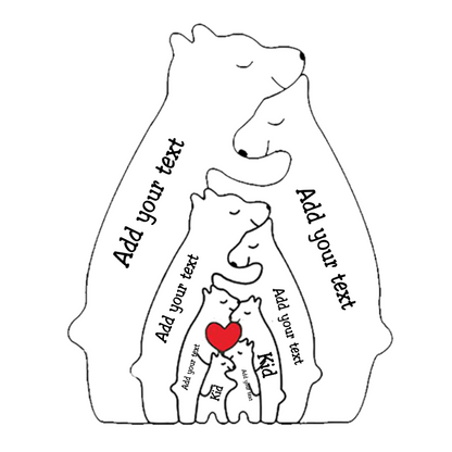 Personalized Bear aPersonalized Wooden Bear Family Figurine – Custom Handmade Gift for Families & Grandparents