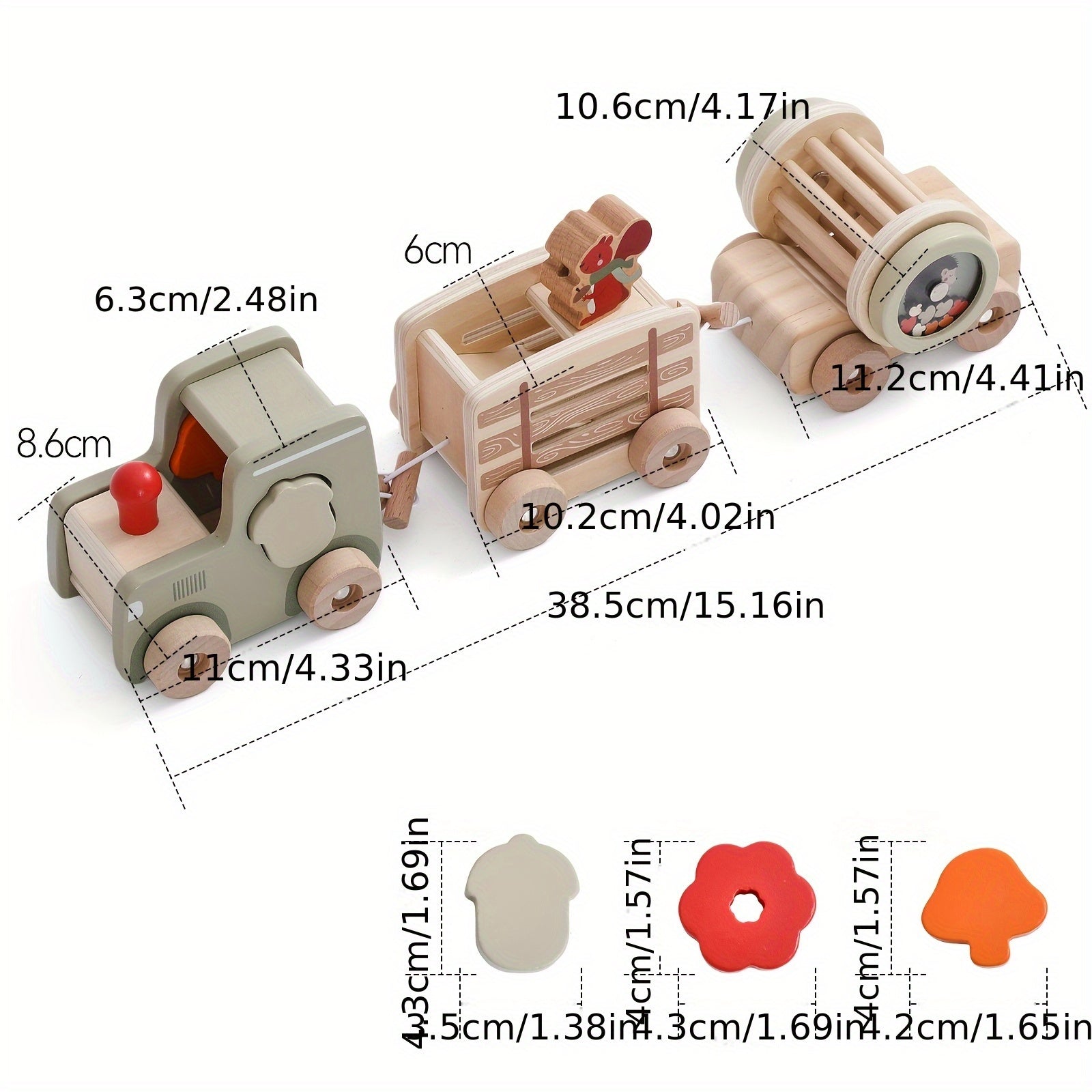 Wooden Train Puzzle Toy – Color & Shape Matching Squirrel-Toyfetti