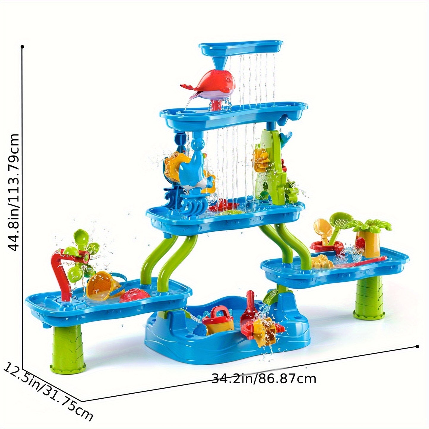 TEMI 4-Tier Multifunctional Kids Sand & Water Play Table with Slide – Summer Fun for Curious Minds-Toyfetti