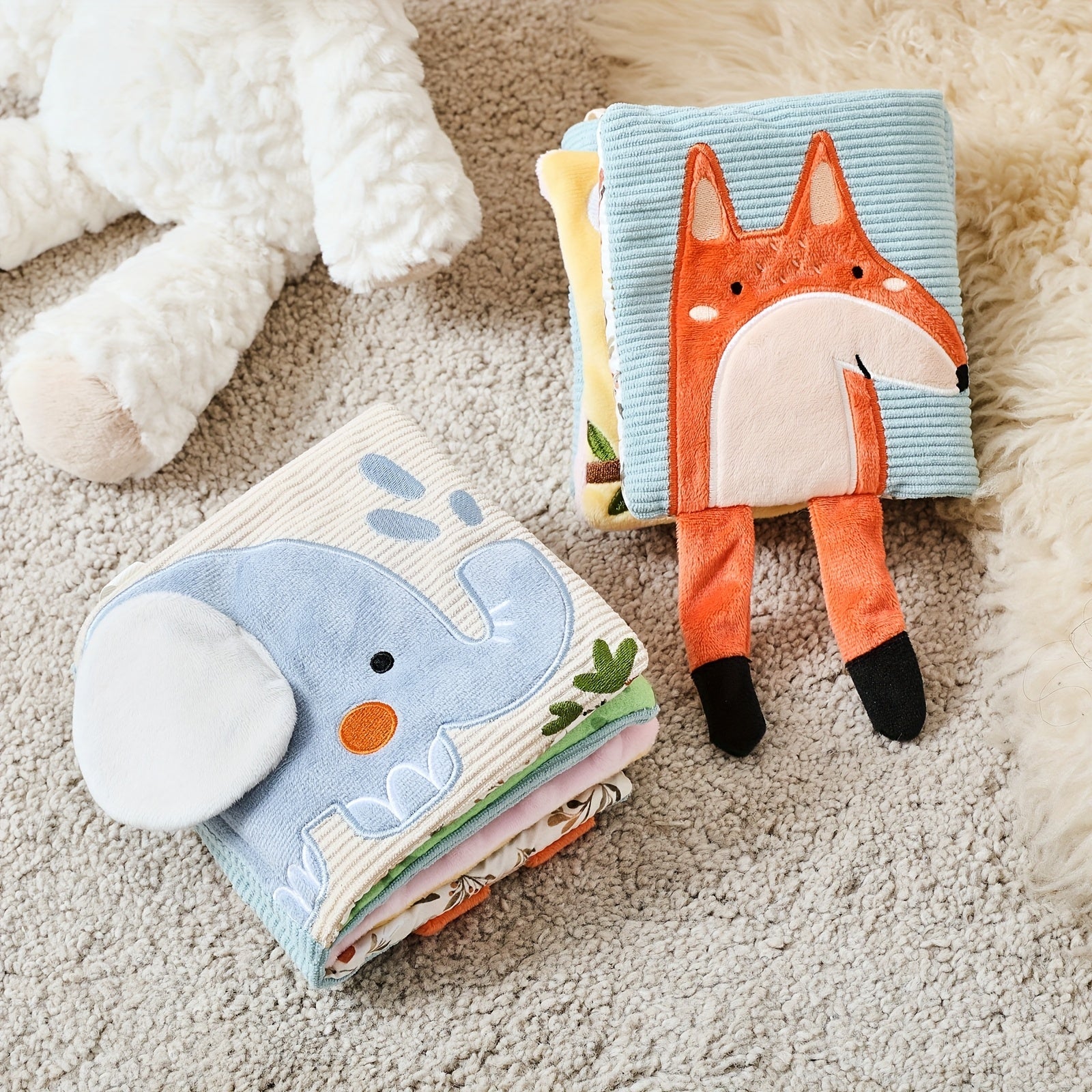 Elephant Sensory Soft Book – Plush Baby Learning Toy-Toyfetti