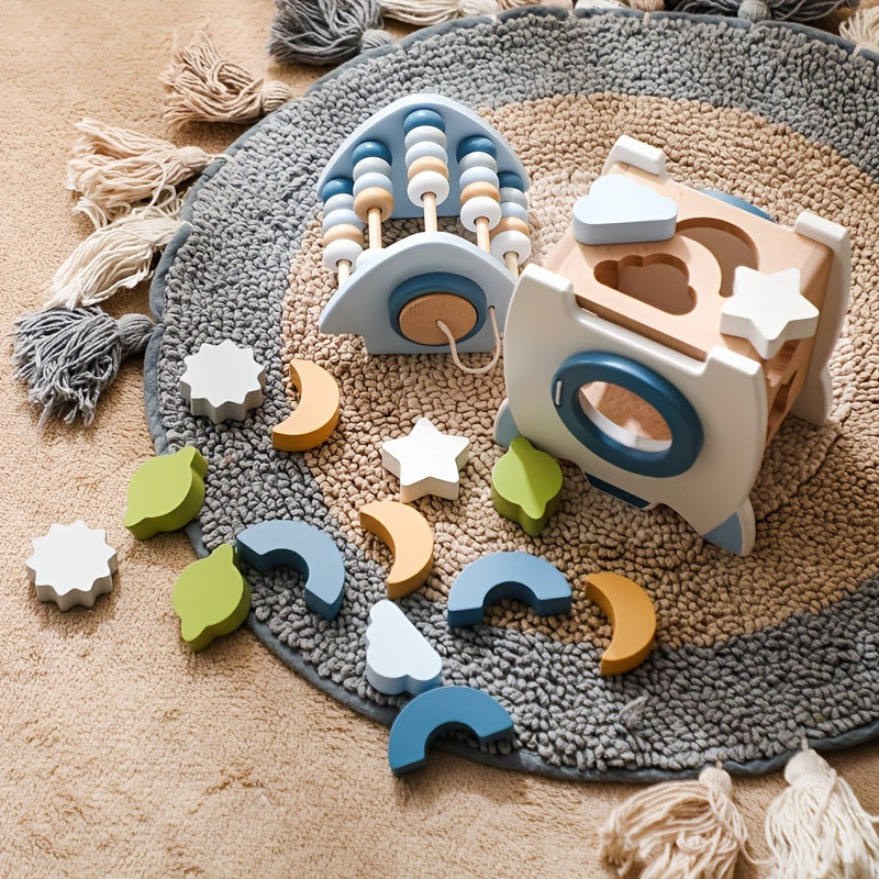 Rocket Activity Toy – Wooden & Silicone Montessori Space Learning-Toyfetti