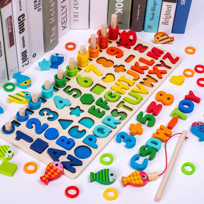 Woody – Montessori Wooden Activity Board for Counting, Letters & Shapes