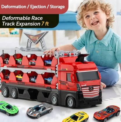 Mega Truck Gift Set – 2-in-1 Transforming Carrier + 8 FREE Cars!