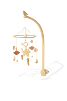 Natural Wood & Crochet Baby Crib Mobile – Stars & Clouds Design-Toyfetti