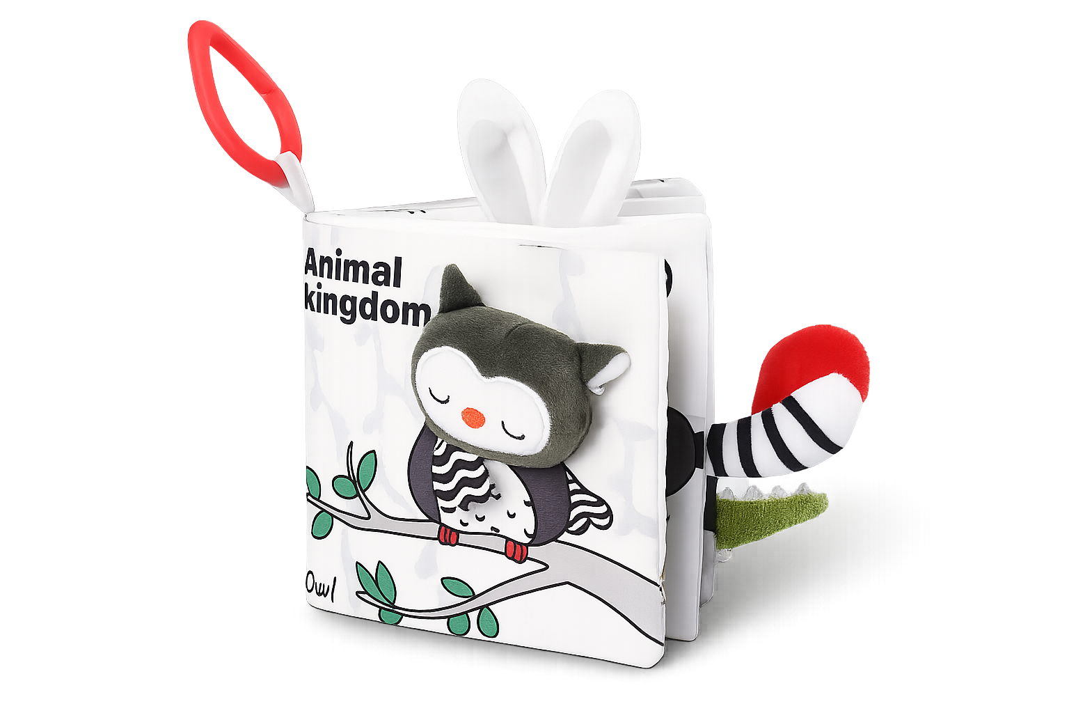 BBSKY Sensory Baby Book – 3D Animal Tails Soft Cloth Book for Touch & Feel-Toyfetti