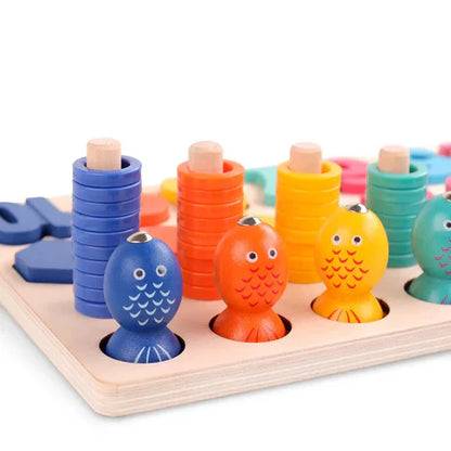 Montessori 4-in-1 Math Game – Counting, Stacking & Sorting Fun