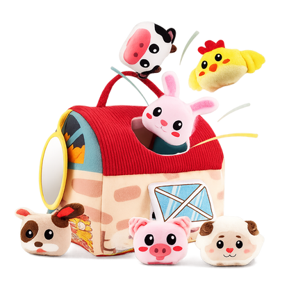 Surprise Farmhouse Sensory Barn – Soft Baby Activity Toy with Crinkle, Rattle & Animal Friends-Toyfetti