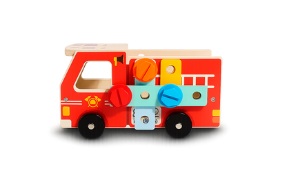 Wooden Firetruck Tool Set – STEM Construction & Pretend Play Toy-Toyfetti