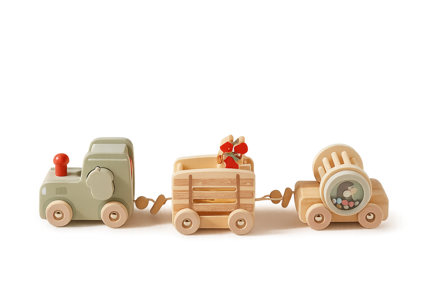 Wooden Train Puzzle Toy – Color & Shape Matching Squirrel-Toyfetti