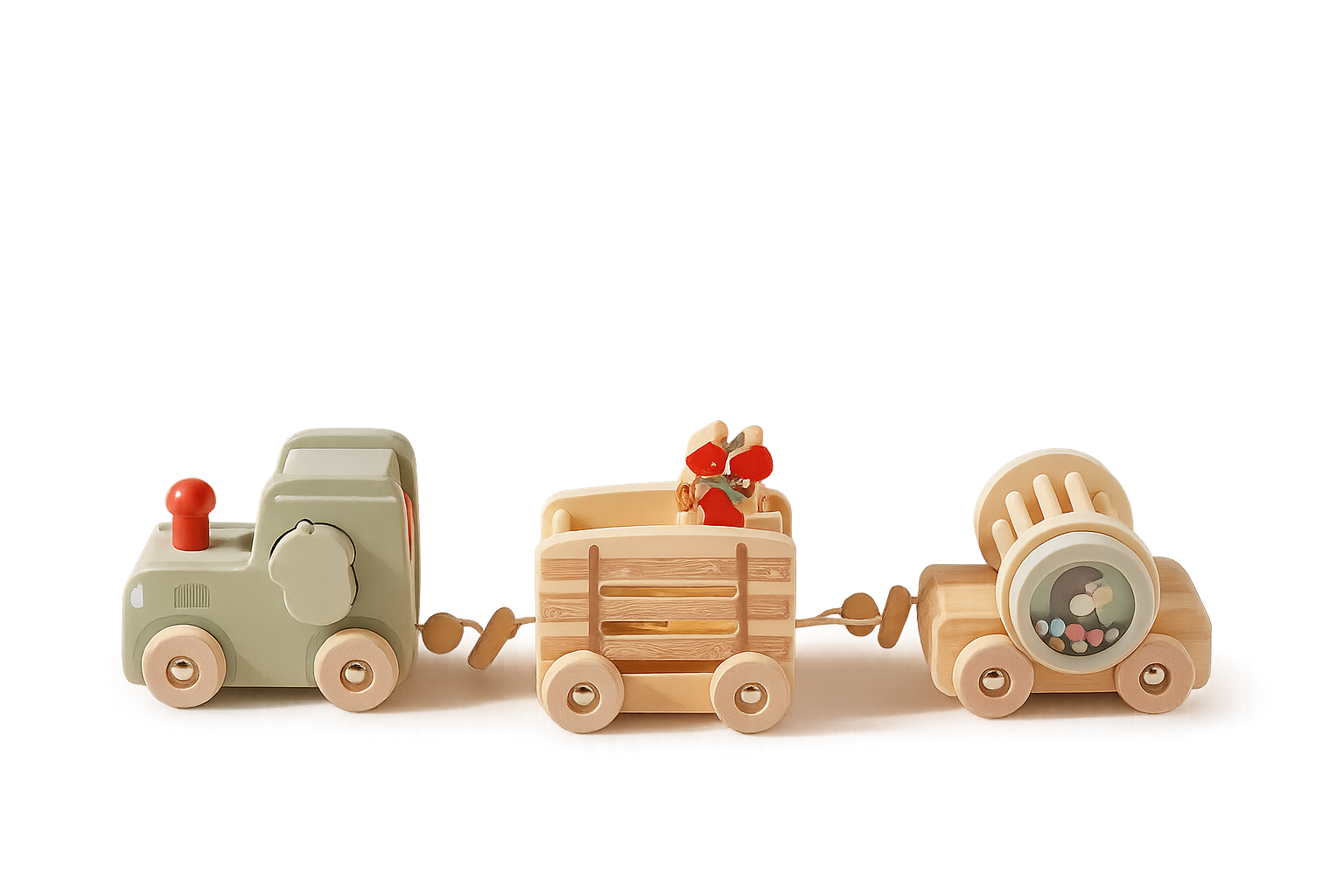 Wooden Train Puzzle Toy – Color & Shape Matching Squirrel-Toyfetti