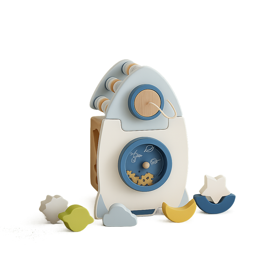 Rocket Activity Toy – Wooden & Silicone Montessori Space Learning-Toyfetti