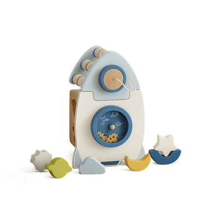 Rocket Activity Toy – Wooden & Silicone Montessori Space Learning-Toyfetti