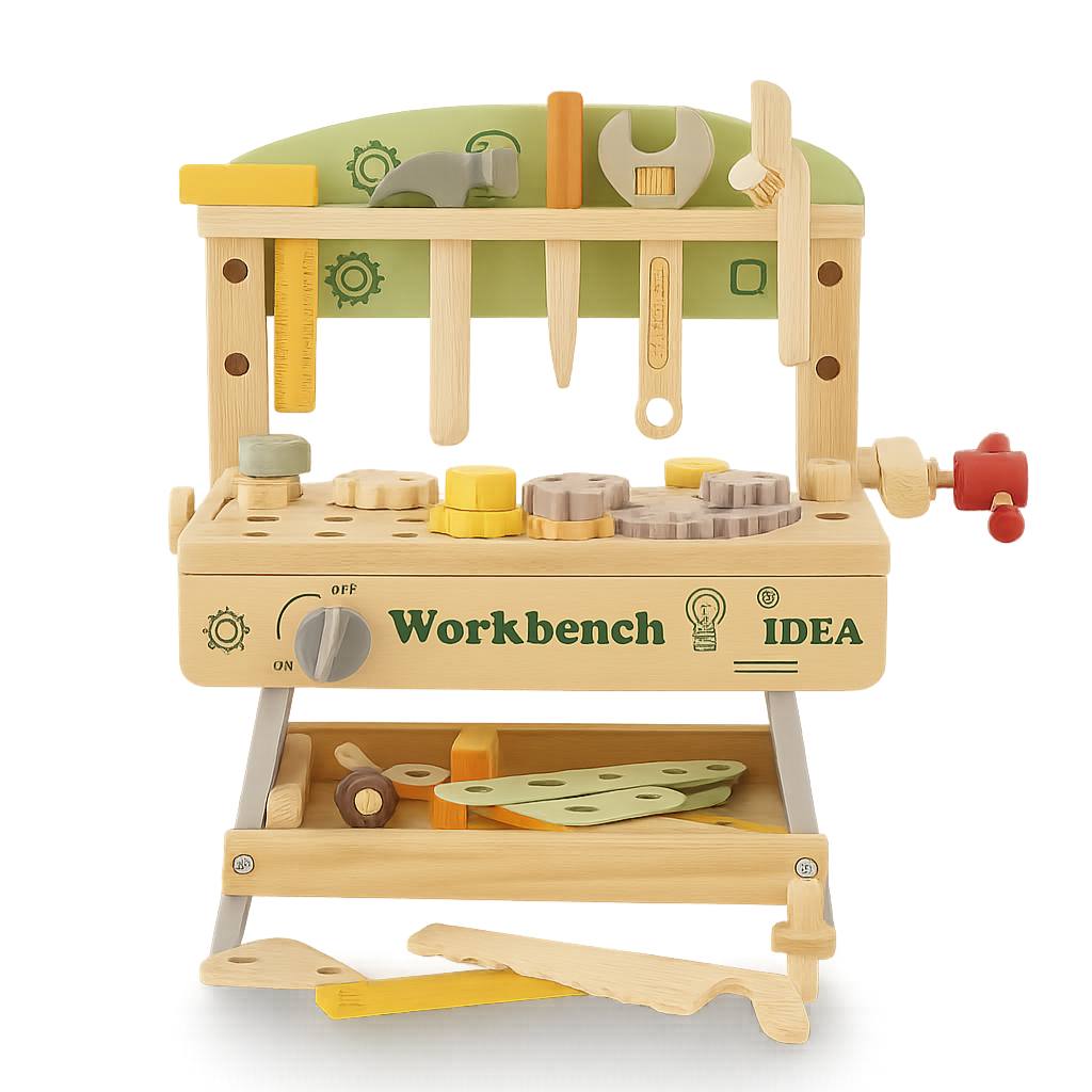Wooden Tool Workbench – Montessori Construction Set-Toyfetti