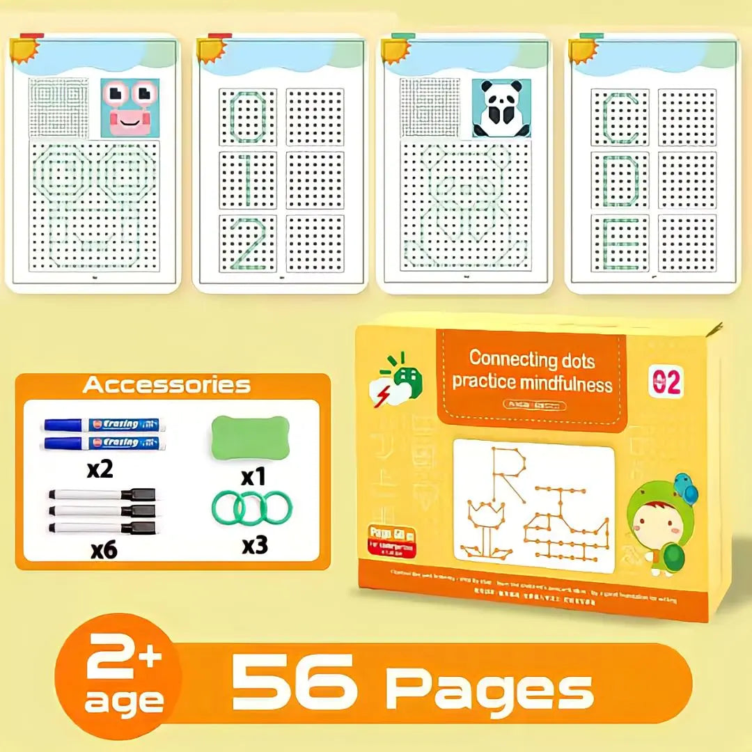 KiddoLearn™ Reusable Writing Workbook – Early Learning Tracing Book for Ages 2–6
