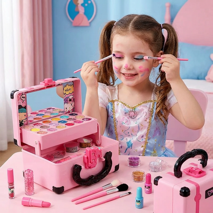 Toyfetti Princess Make-up Set for kids, featuring colorful pretend beauty tools and a toddler-friendly vanity layout.