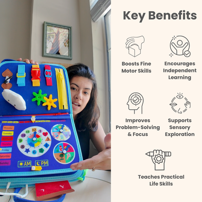 PlayPatch™ Montessori Busy Board for Toddlers – Hands-On Travel Toy