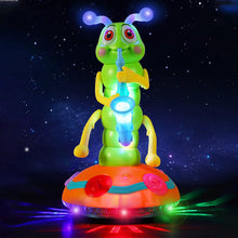 The Toyfetti Dancing Saxophone Caterpillar – Musical LED Toy for Toddlers features glowing antennae, light-up eyes, and a saxophone, all on a vibrant illuminated base—ideal for toddlers’ musical fun.