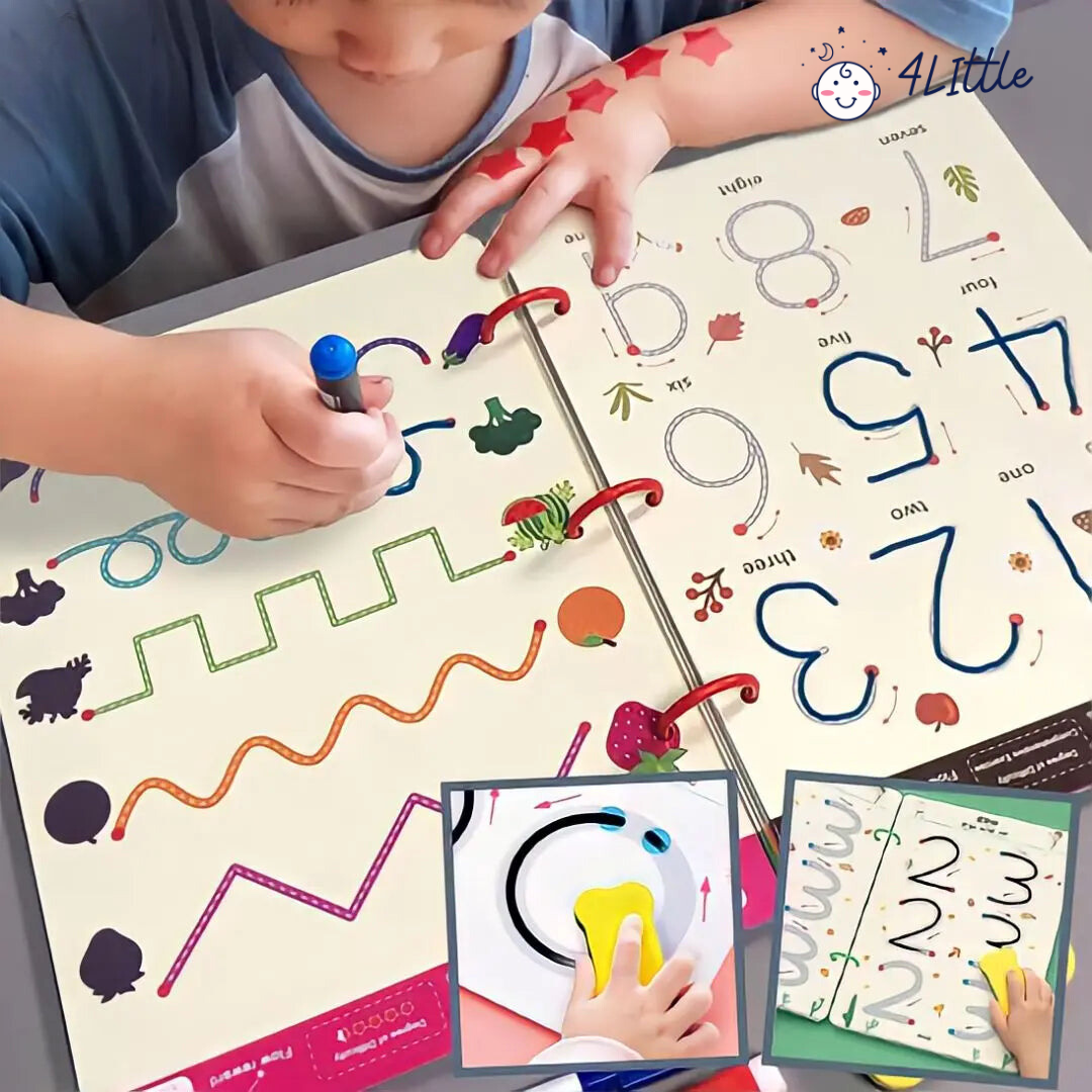 KiddoLearn™ Reusable Writing Workbook – Early Learning Tracing Book for Ages 2–6
