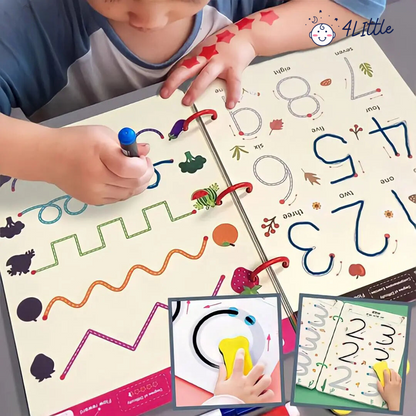 KiddoLearn™ Reusable Writing Workbook – Early Learning Tracing Book for Ages 2–6