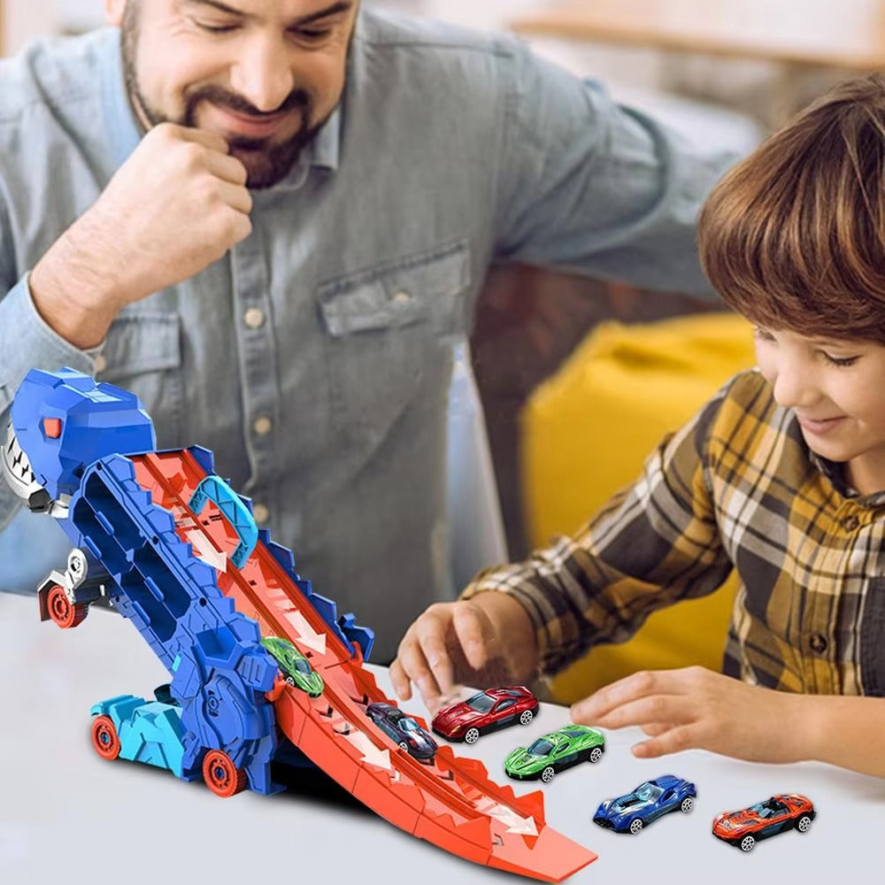 Jurassic Explorer Truck – 3-in-1 Dino Adventure with Race Track & Storage!