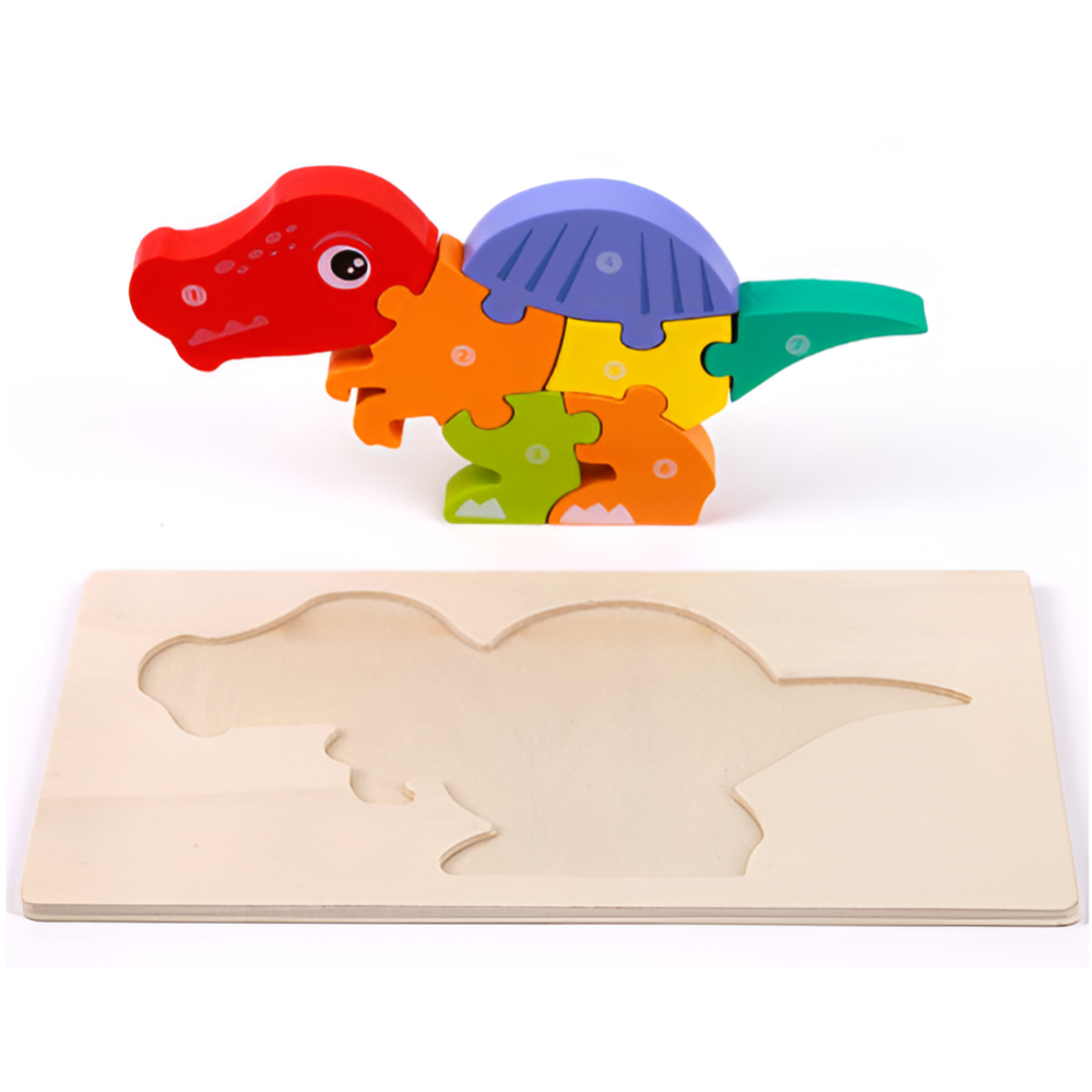 Montessori Wooden Dino 3D Puzzle – Roar Into Learning & Hands-On Play!