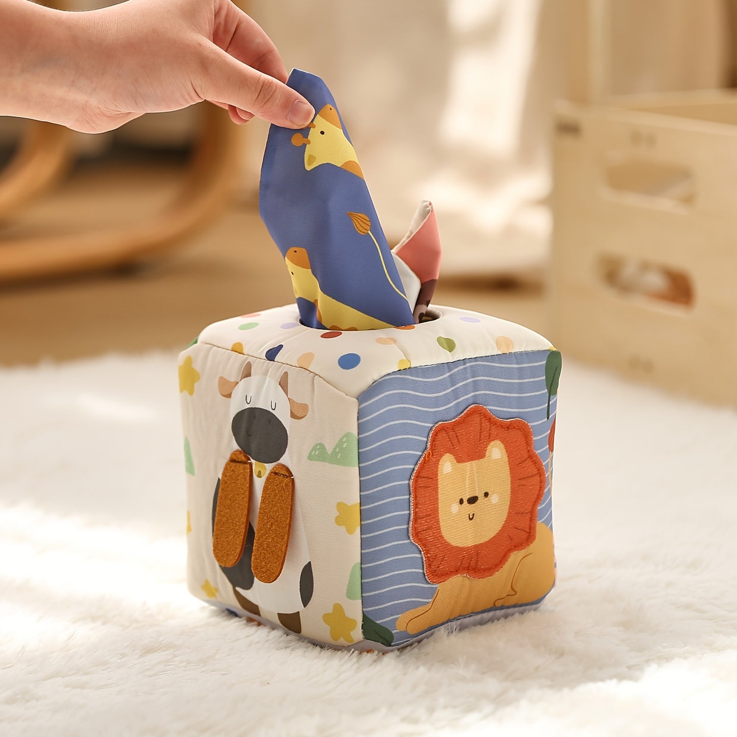 Soft Sensory Tissue Box Toy – Crinkle & Pull Cube-Toyfetti