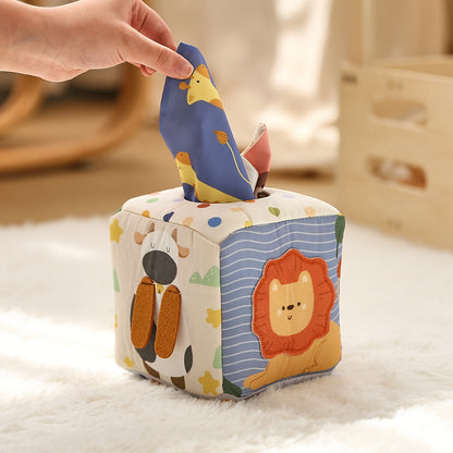 Soft Sensory Tissue Box Toy – Crinkle & Pull Cube-Toyfetti