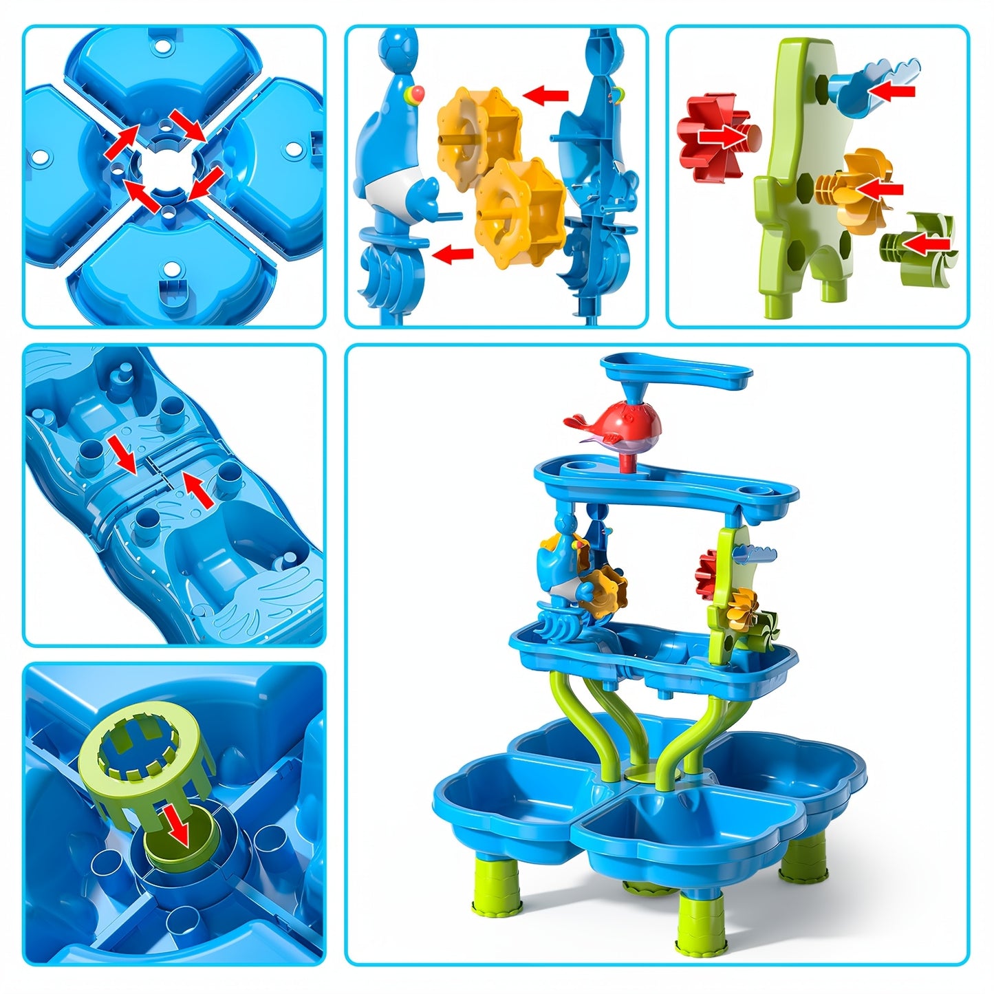 Water Table – 3-in-1 Outdoor Play Station with Pump, Basin & Sand Zone