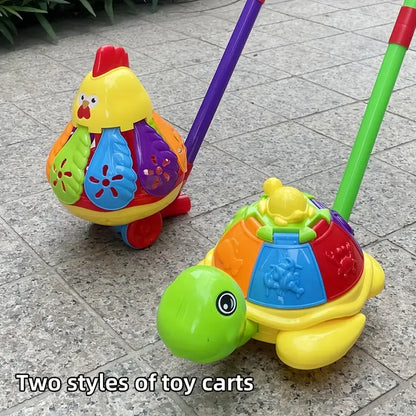 Animal‑Shape Push Walking Toy with Rotating Wings & Bell