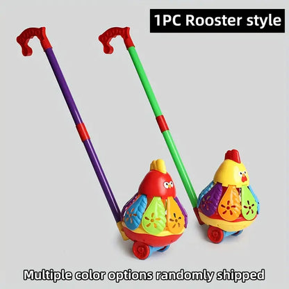 Animal‑Shape Push Walking Toy with Rotating Wings & Bell