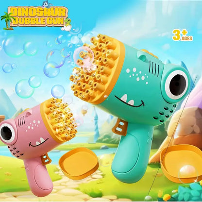 Dinosaur Bubble Launcher Toy — 40-Hole Automatic Bubble Blaster with Easy Trigger 🦕✨