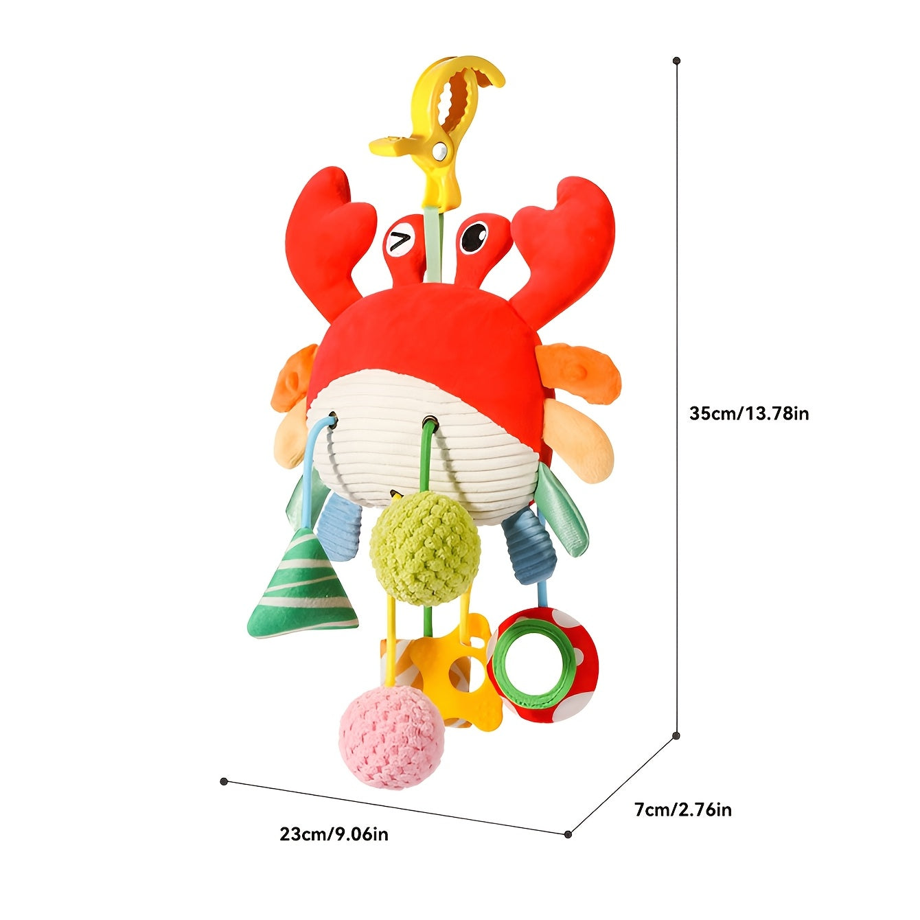 Crabby Clip-On Sensory Toy – Colorful Hanging Baby Activity Plush with Rattles-Toyfetti